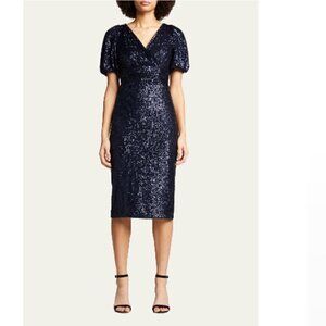 Rickie Freeman Teri John Draped Sequin Sheath Dress
